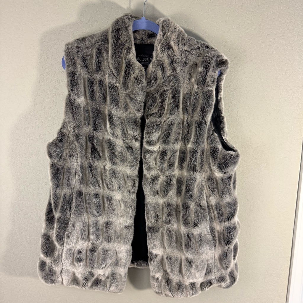 Fabulous Furs Gray Faux Fur Vest